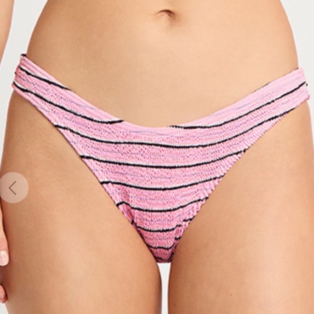 Bond-eye Sign Brief Bikini Bottom Pastel Pink Be Stripe Crinkle OS NEW